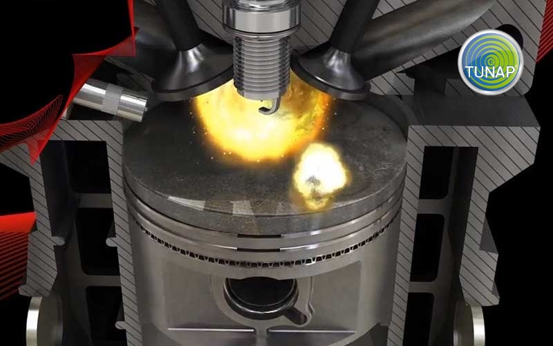 Sơ đồ minh họa áp suất đỉnh do LSPI gây ra trong buồng đốt động cơ